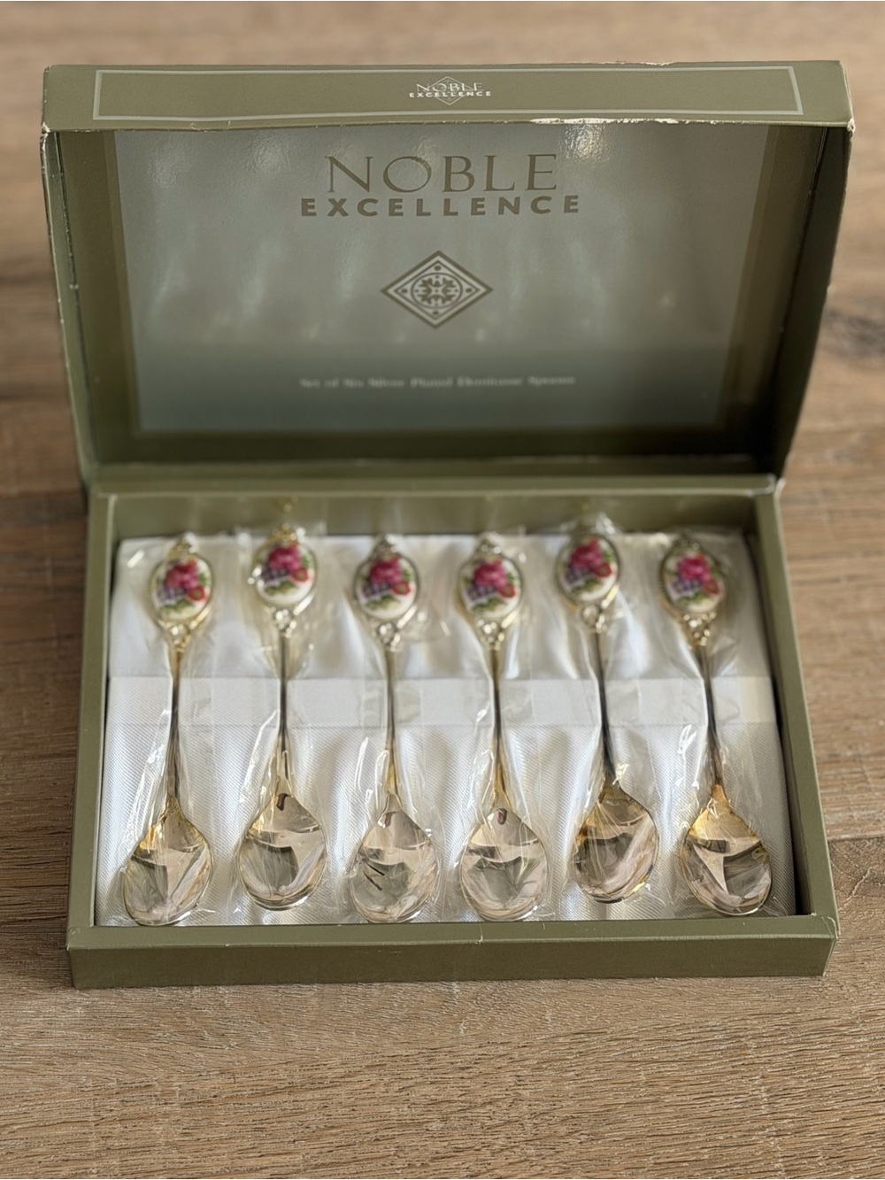 Noble Excellence Dresden Set of 6 Silver Plated Demitasse Spoons Floral Japan